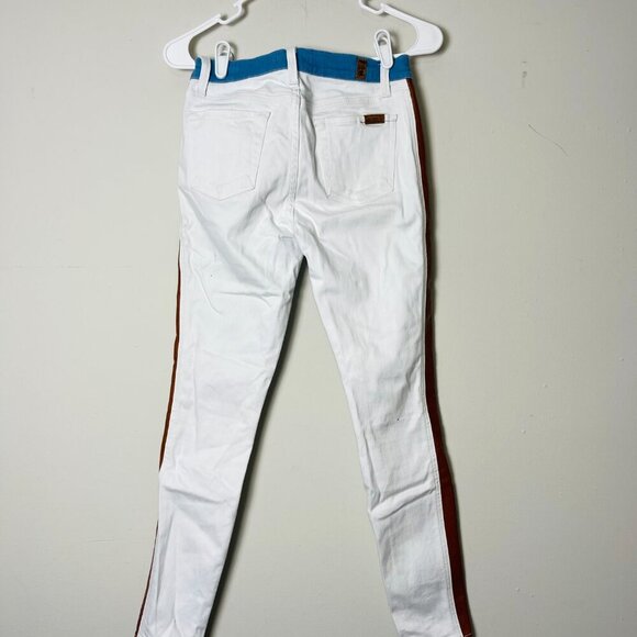 7 For All Mankind Pants Women's 26 White High Waist Skinny Jeans Side Stripe - Picture 2 of 10